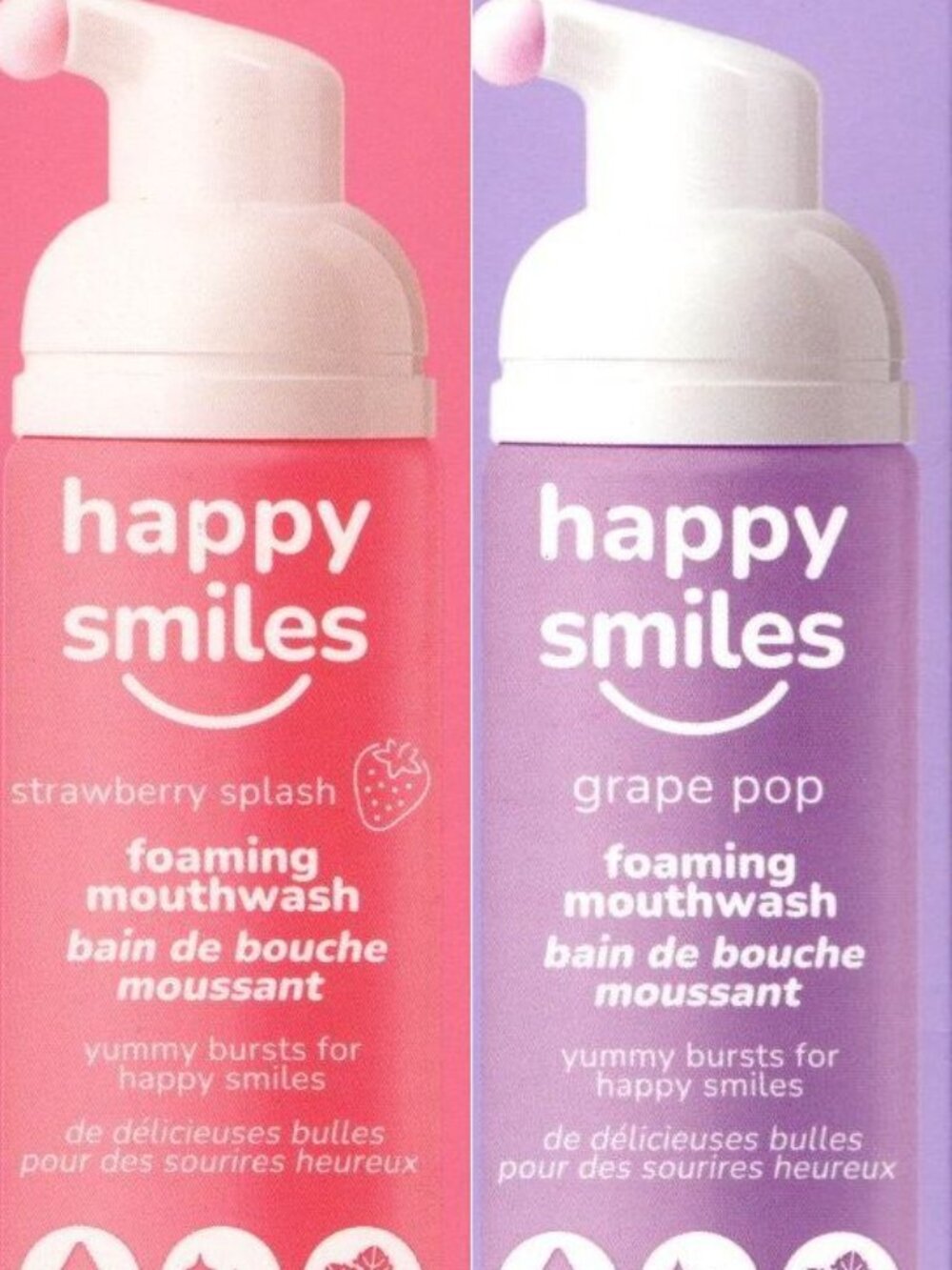 Happy Smiles Strawberry Splash & Grape Pop Foaming Mouthwash 2-Pack, 4.06 fl. oz